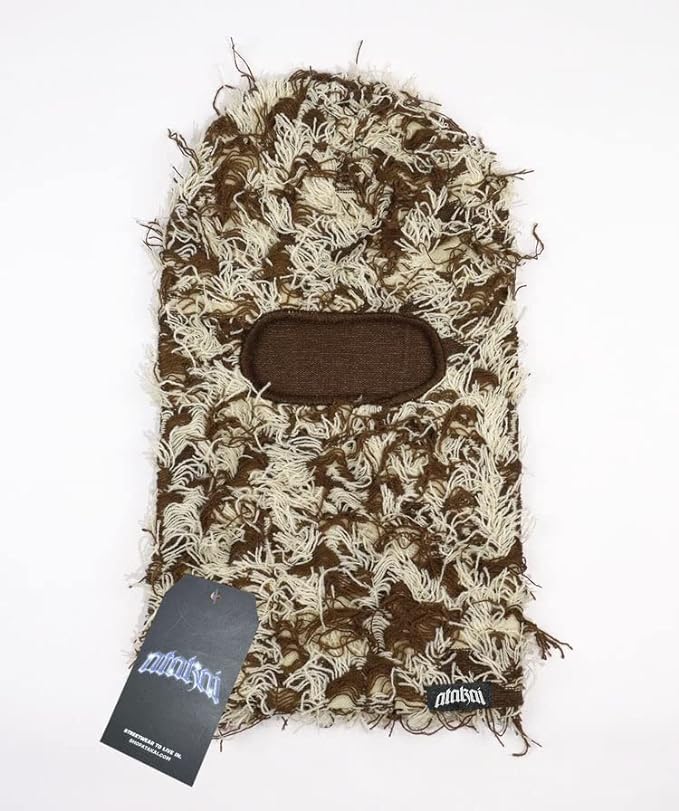 Brown Distressed Balaclava Face Mask Clothing - RepKings