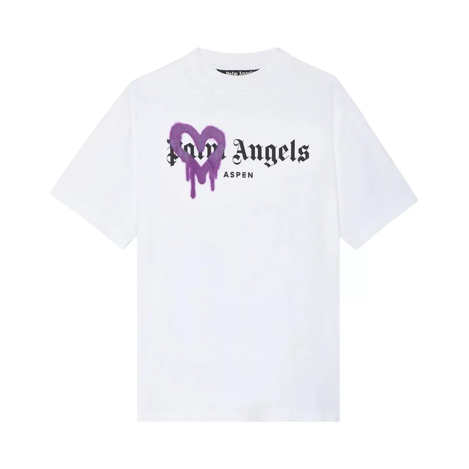 Palm Angels Aspen Heart Sprayed Tee 'White/Purple' Clothing - RepKings