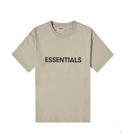 FEAR OF GOD ESSENTIALS BOXY T-SHIRT APPLIQUE LOGO TAUPE CLOTHING - RepKings